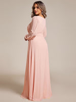 Rachel Plus Size boat neck full sleeve evening or bridesmaid gown