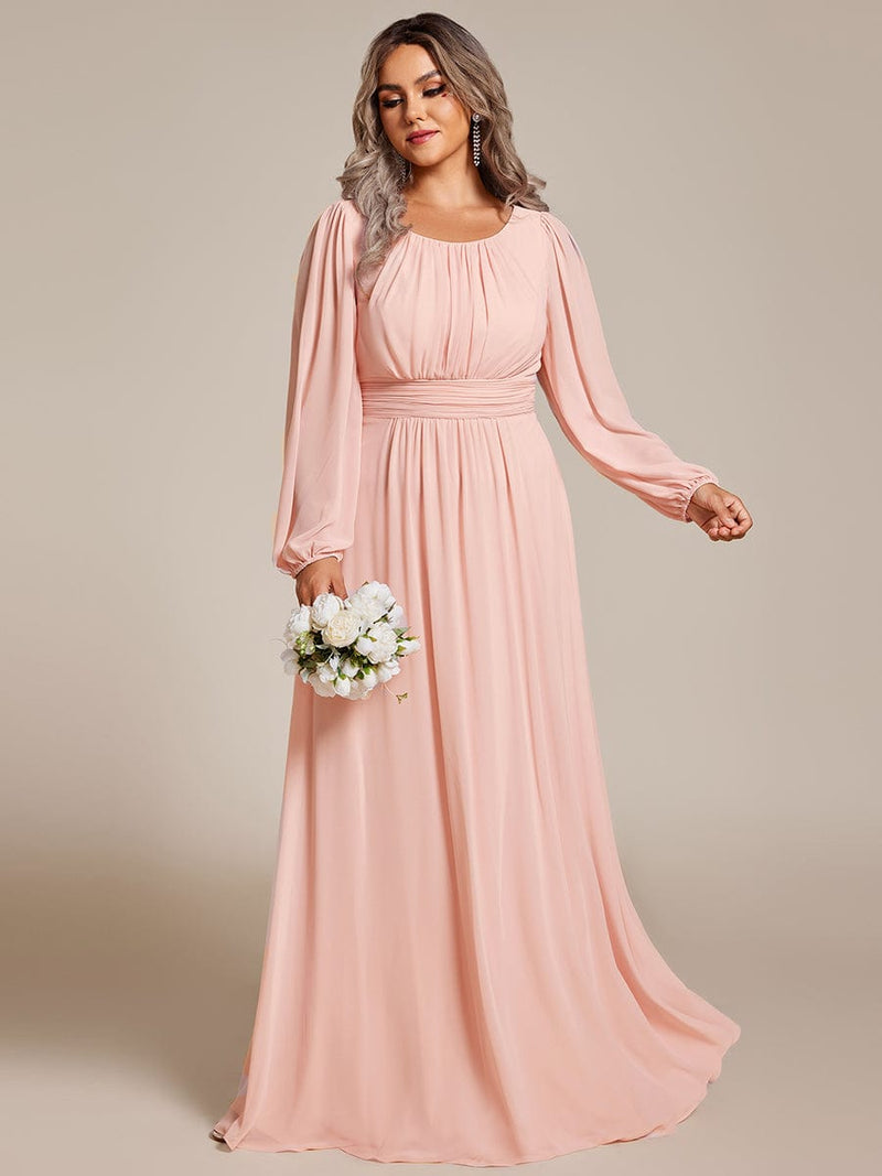 Rachel Plus Size boat neck full sleeve evening or bridesmaid gown