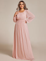 Rachel Plus Size boat neck full sleeve evening or bridesmaid gown