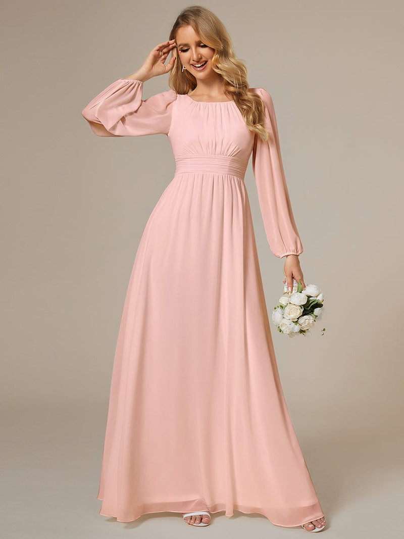 Rachel boat neck full sleeve evening or bridesmaid gown