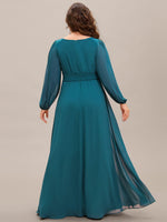 Rachel Plus Size boat neck full sleeve evening or bridesmaid gown