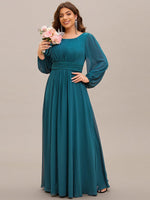 Rachel Plus Size boat neck full sleeve evening or bridesmaid gown