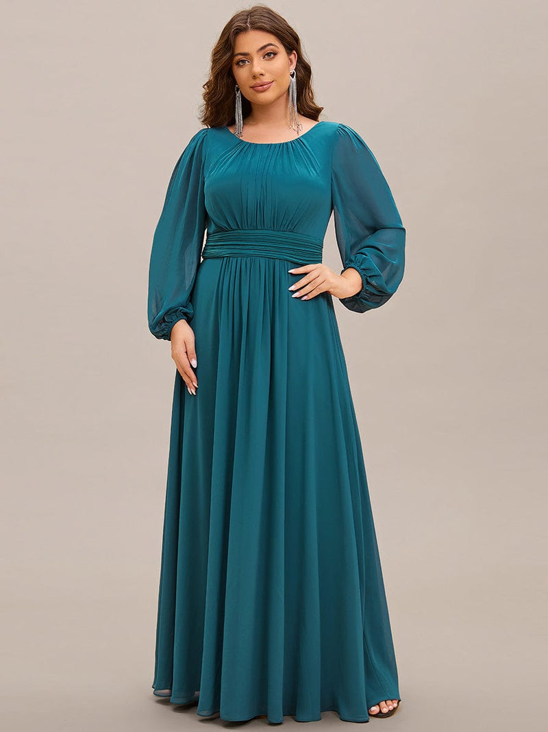 Rachel Plus Size boat neck full sleeve evening or bridesmaid gown