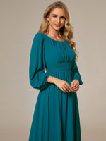 Rachel Plus Size boat neck full sleeve evening or bridesmaid gown