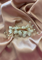 White Shimmery Flowers Gold Hair Clip Express NZ Wide