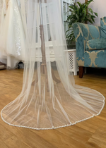 Pearl and sequins trim veil in cream in a 2 metre length Express NZ wide