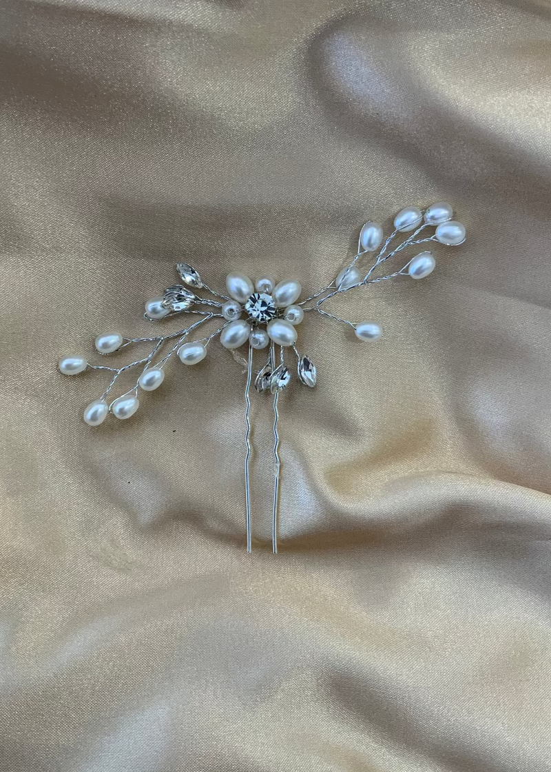 Silver pearl diamante hair pins Express NZ Wide