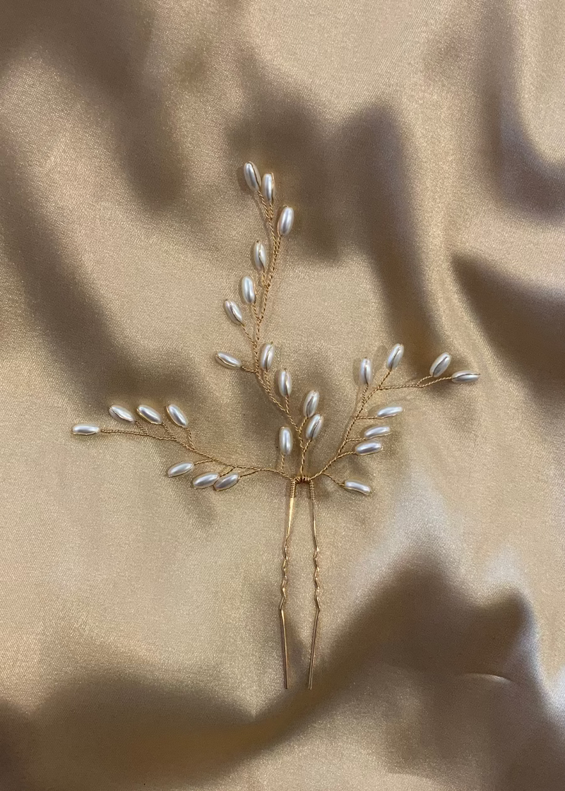 Gold pearl branch hair pin set Express NZ Wide