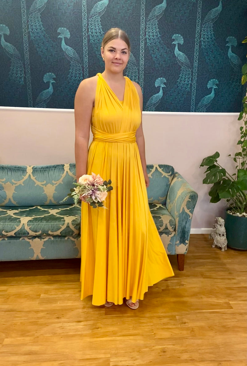 Luxe Gold Yellow Convertible Infinity bridesmaid dress Bay Bridal and Ball Gowns