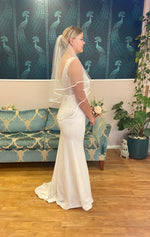 Satin trim double layer white Veil in 1 metre length Express NZ wide Bay Bridal and Ball Gowns