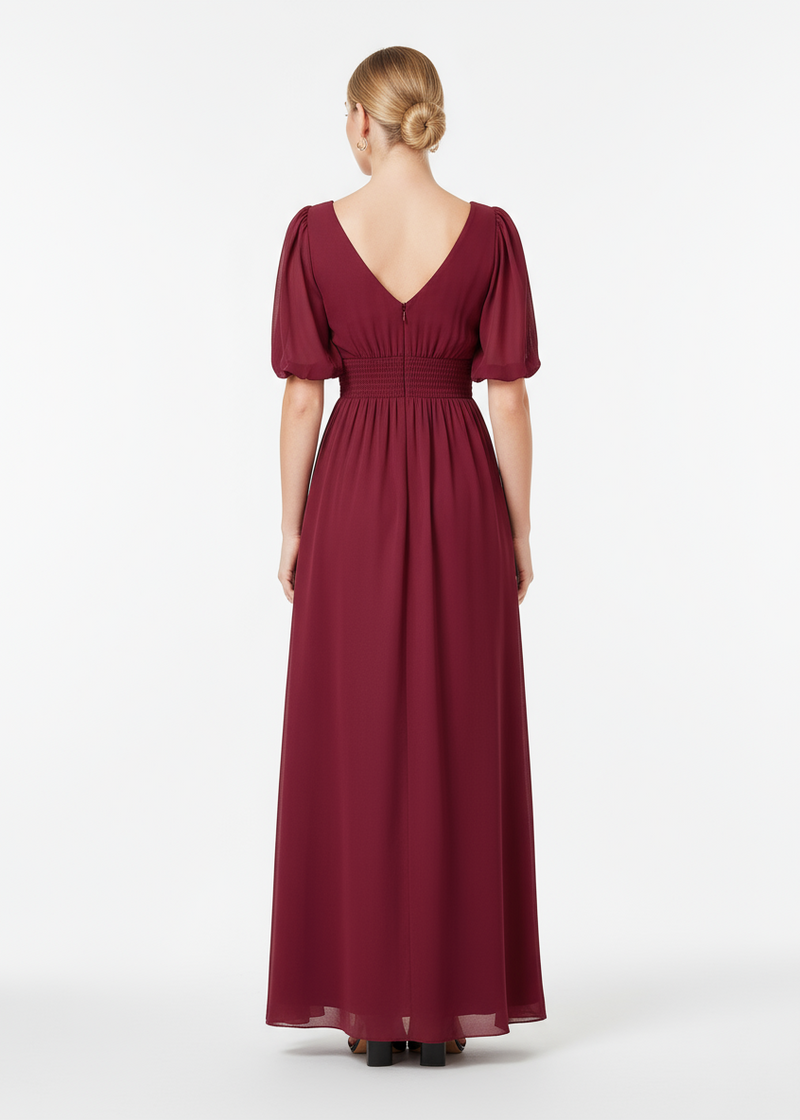 Olivia half sleeve gown with split Express NZ wide