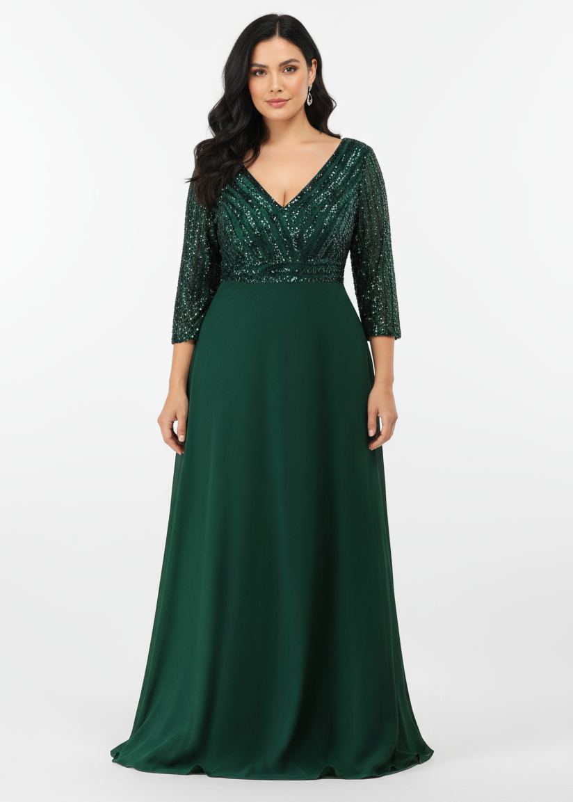Yara decorated chiffon ball dress in emerald green s28 Express NZ wide