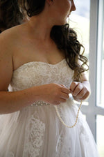 Abby strapless nude and ivory wedding gown s8 Express NZ wide - Bay Bridal and Ball Gowns
