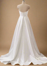 Adelaide Ivory Mikado A - Line wedding gown s16 - 18 with split - Bay Bridal and Ball Gowns