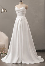 Adelaide Ivory Mikado A - Line wedding gown s16 - 18 with split - Bay Bridal and Ball Gowns