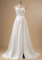 Adelaide Ivory Mikado A - Line wedding gown s16 - 18 with split - Bay Bridal and Ball Gowns