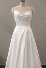 Adelaide Ivory Mikado A - Line wedding gown s16 - 18 with split - Bay Bridal and Ball Gowns