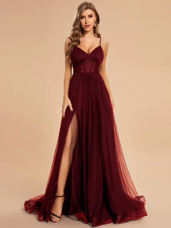 Burgundy Corset Ball Dress with Train, NZ Stock