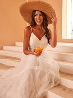 Amber thin strapped crochet boho Ivory wedding dress s16 Express NZ wide - Bay Bridal and Ball Gowns