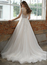 Anastasia Square Neck Ivory Champagne Wedding Gown Size 10 Express NZ wide - Bay Bridal and Ball Gowns