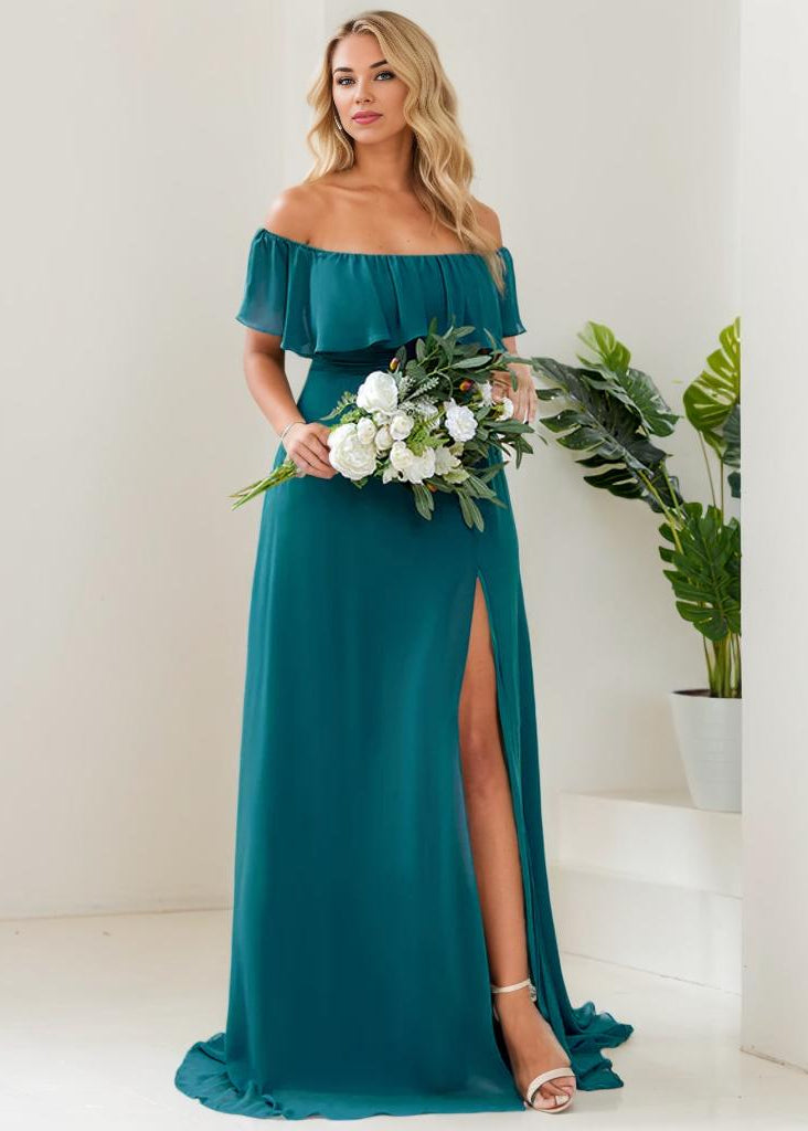 Cold Shoulder Bridesmaid Dress in Teal, Size 10