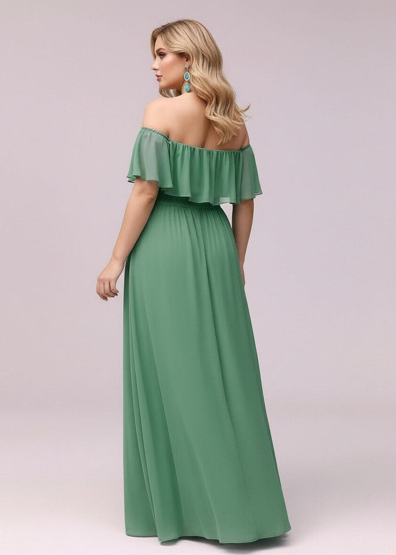 dusky green dress Wedtrend Women Chiffon Dark Green Evening Dress A Line V Neck Floor Length  Mother Of The Bridal Dress With Half Sleeves – WEDTREND