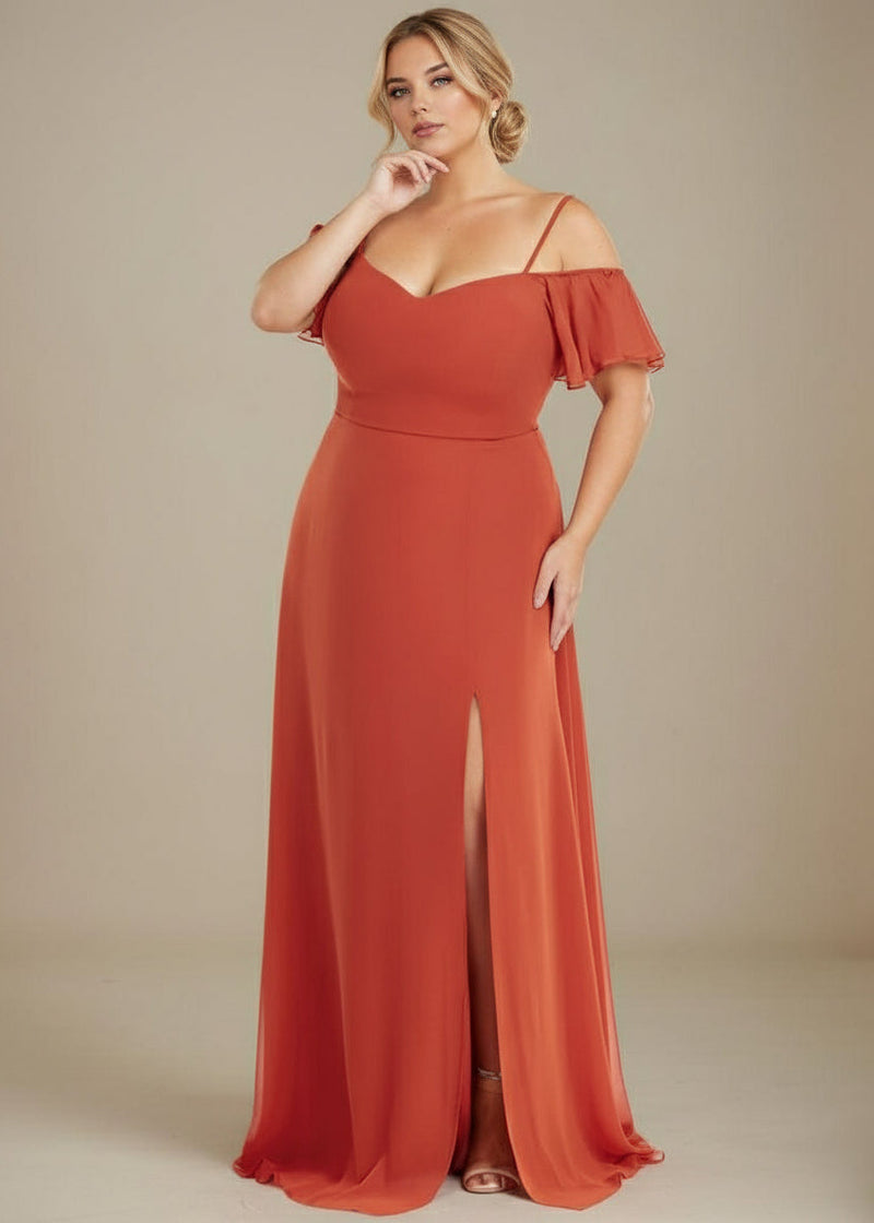 Cold Shoulder Bridesmaid Dress with Split