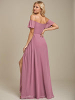 Aurora bridesmaid dress with split in dusky rose Express NZ wide - Bay Bridal and Ball Gowns