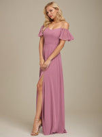 Aurora bridesmaid dress with split in dusky rose Express NZ wide - Bay Bridal and Ball Gowns