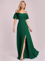 Aurora cold shoulder bridesmaid dress with split - Bay Bridal and Ball Gowns