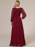 Belindy burgundy chiffon long sleeve dress s16 Express NZ wide - Bay Bridal and Ball Gowns