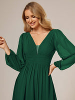 Belindy emerald chiffon long sleeve dress s18 Express NZ wide - Bay Bridal and Ball Gowns