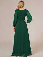 Belindy emerald chiffon long sleeve dress s18 Express NZ wide - Bay Bridal and Ball Gowns