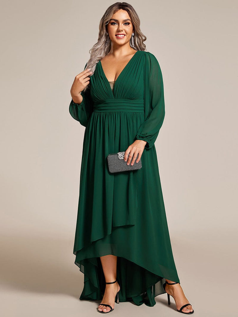 Belindy emerald chiffon long sleeve dress s18 Express NZ wide - Bay Bridal and Ball Gowns