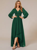 Belindy emerald chiffon long sleeve dress s18 Express NZ wide - Bay Bridal and Ball Gowns