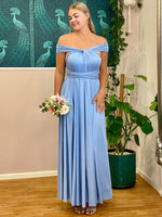 Belle Blue convertible Infinity bridesmaid dress with split Express NZ wide - Bay Bridal and Ball Gowns