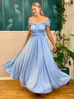 Belle Blue convertible Infinity bridesmaid dress with split Express NZ wide - Bay Bridal and Ball Gowns