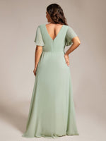 Bernice chiffon sleeved bridesmaid dress with slit - Bay Bridal and Ball Gowns