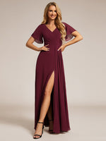 Bernice chiffon sleeved bridesmaid dress with slit - Bay Bridal and Ball Gowns