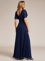 Bernice chiffon sleeved bridesmaid dress with slit - Bay Bridal and Ball Gowns