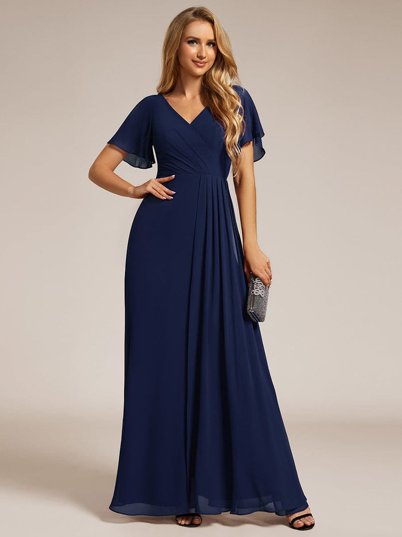 Bernice chiffon sleeved bridesmaid dress with slit - Bay Bridal and Ball Gowns