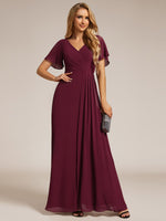 Bernice chiffon sleeved bridesmaid dress with slit - Bay Bridal and Ball Gowns