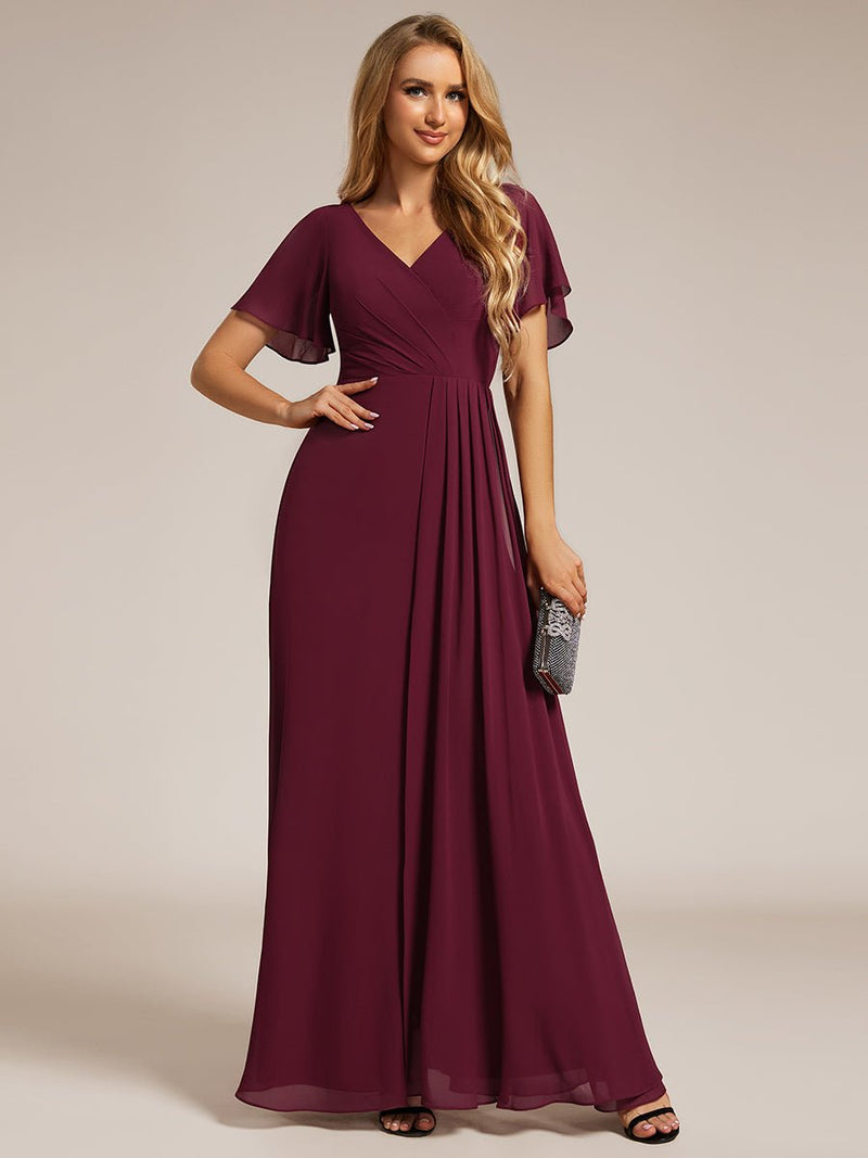 Bernice chiffon sleeved bridesmaid dress with slit - Bay Bridal and Ball Gowns