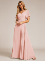 Bernice chiffon sleeved bridesmaid dress with slit - Bay Bridal and Ball Gowns