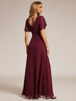 Bernice chiffon sleeved bridesmaid dress with slit - Bay Bridal and Ball Gowns