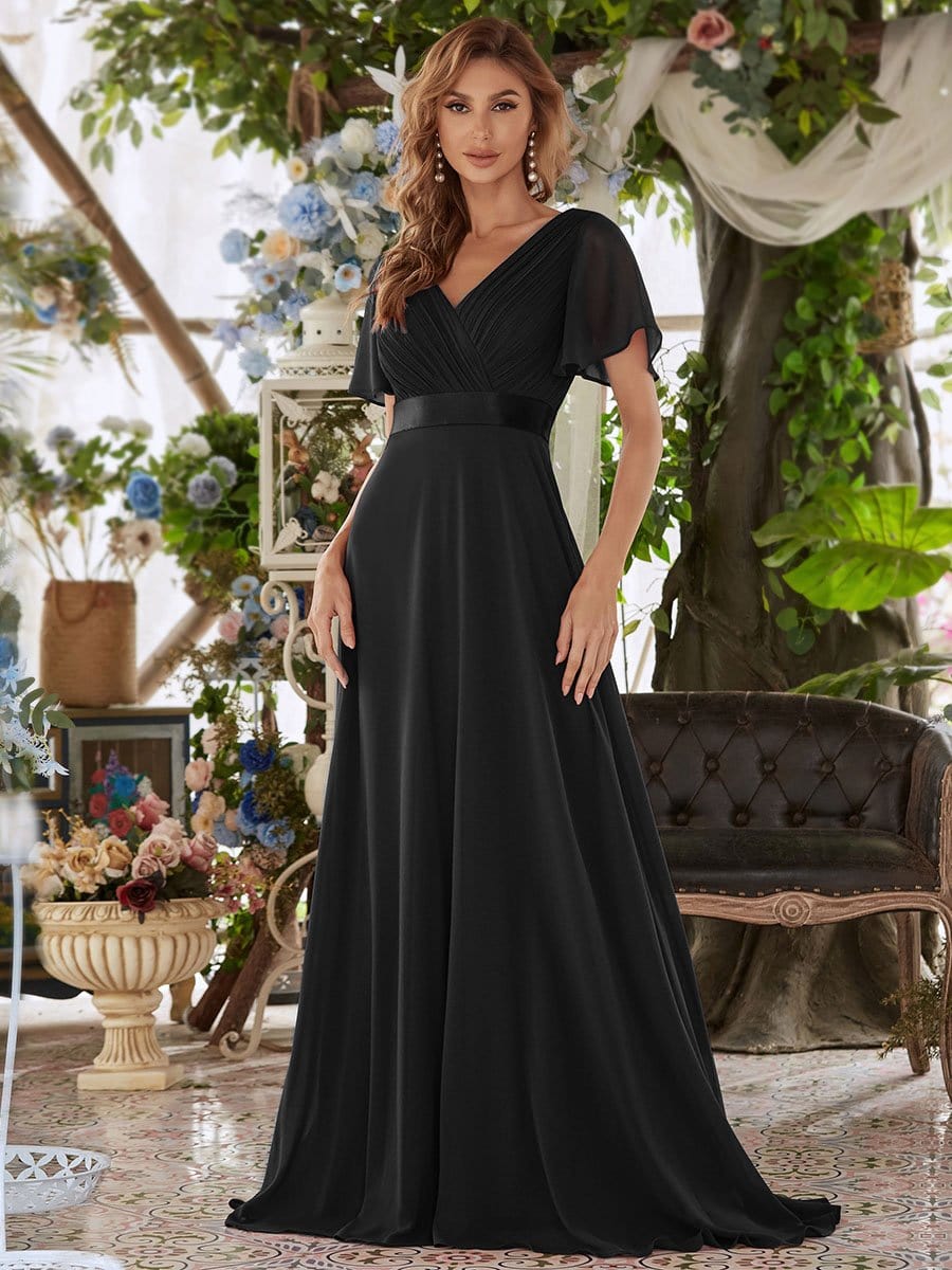 Billie chiffon Evening Ball Dress in Black Express s22 NZ wide