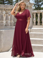 Billie flutter sleeve v neck chiffon bridesmaid dress - Bay Bridal and Ball Gowns