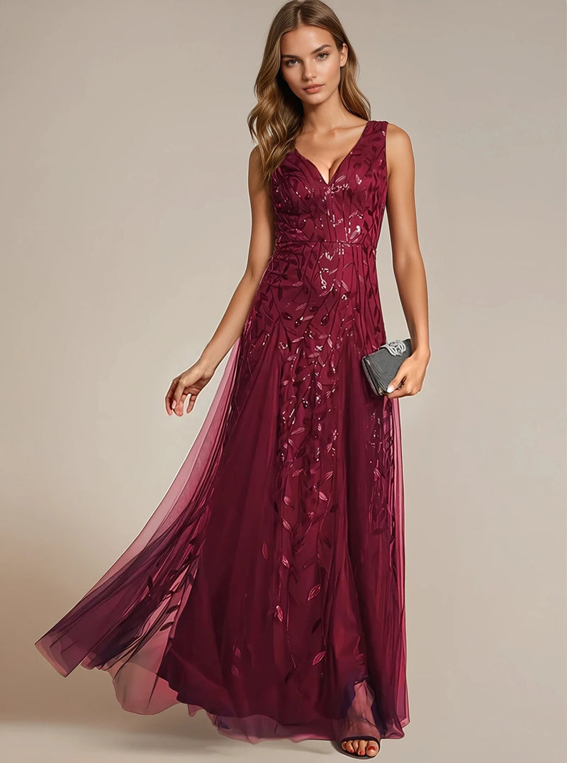 Blessing sleeveless tulle and sequin trumpet mermaid dress