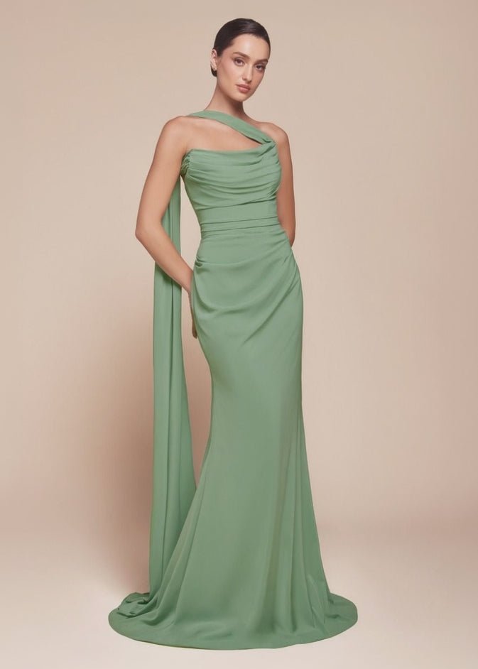 green emerald velvet dress Zapaka Women Dusty Sage Bridesmaid Dress with Slit A Line Printed Floral  Long Wedding Party Dress  ZAPAKA NZ