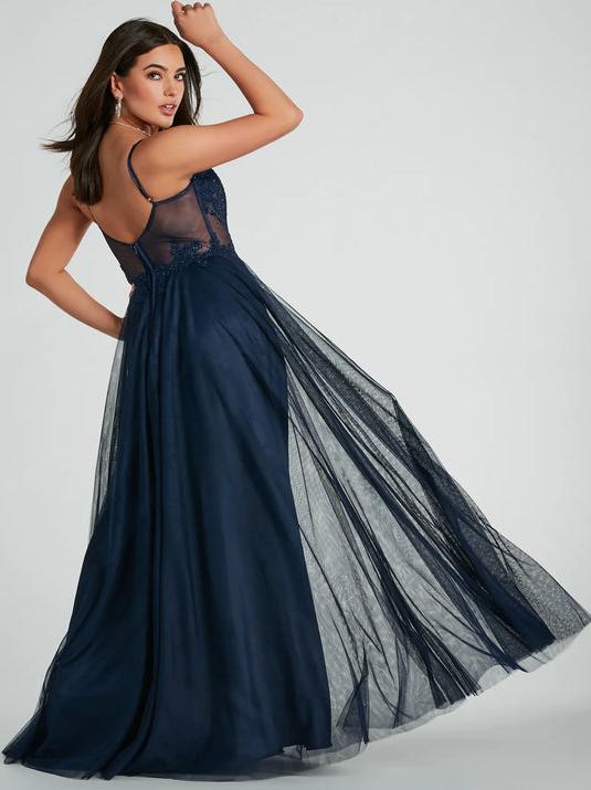 Carlise Navy tulle and lace corset ball dress Express NZ wide - Bay Bridal and Ball Gowns